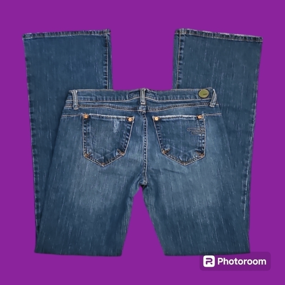 VTG INDIE Blue Denim Lowrise Bootcut Flare Tall Jeans 32 x 33